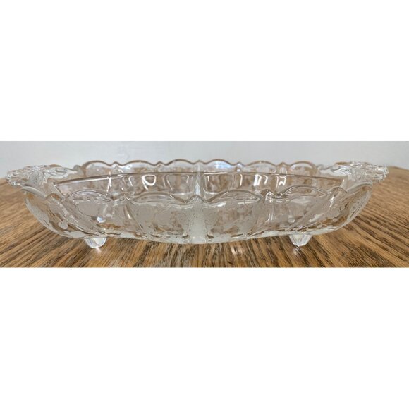 Vintage Footed Divided Dish Relish Floral Flower - Picture 1 of 11